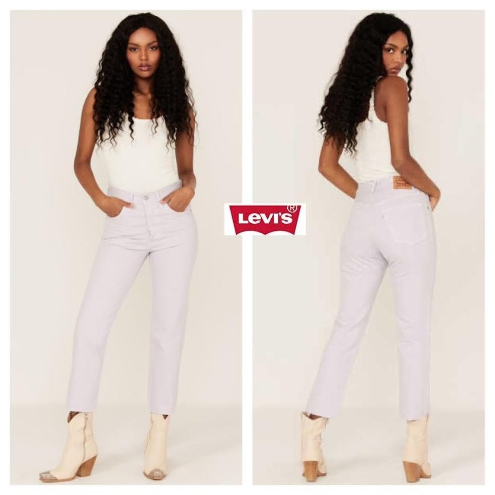 NWT $70 LEVI"S Women 29x26 501 High Rise Straight Cropped Jeans in Washed Lilac